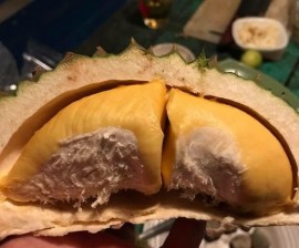 The creamy durian flesh that so many people find irresistible